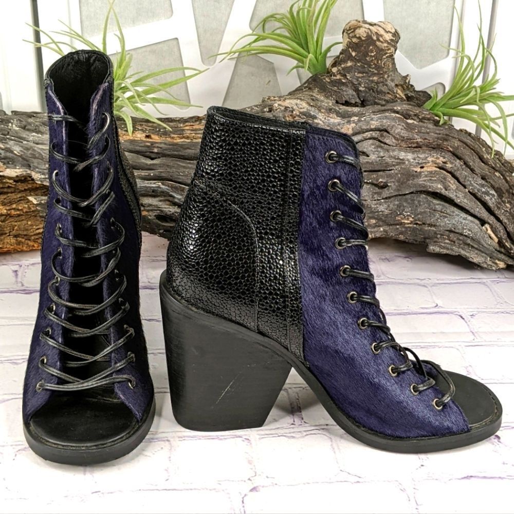 Finders Keepers Hitched Lace Up Pony Hair Booties